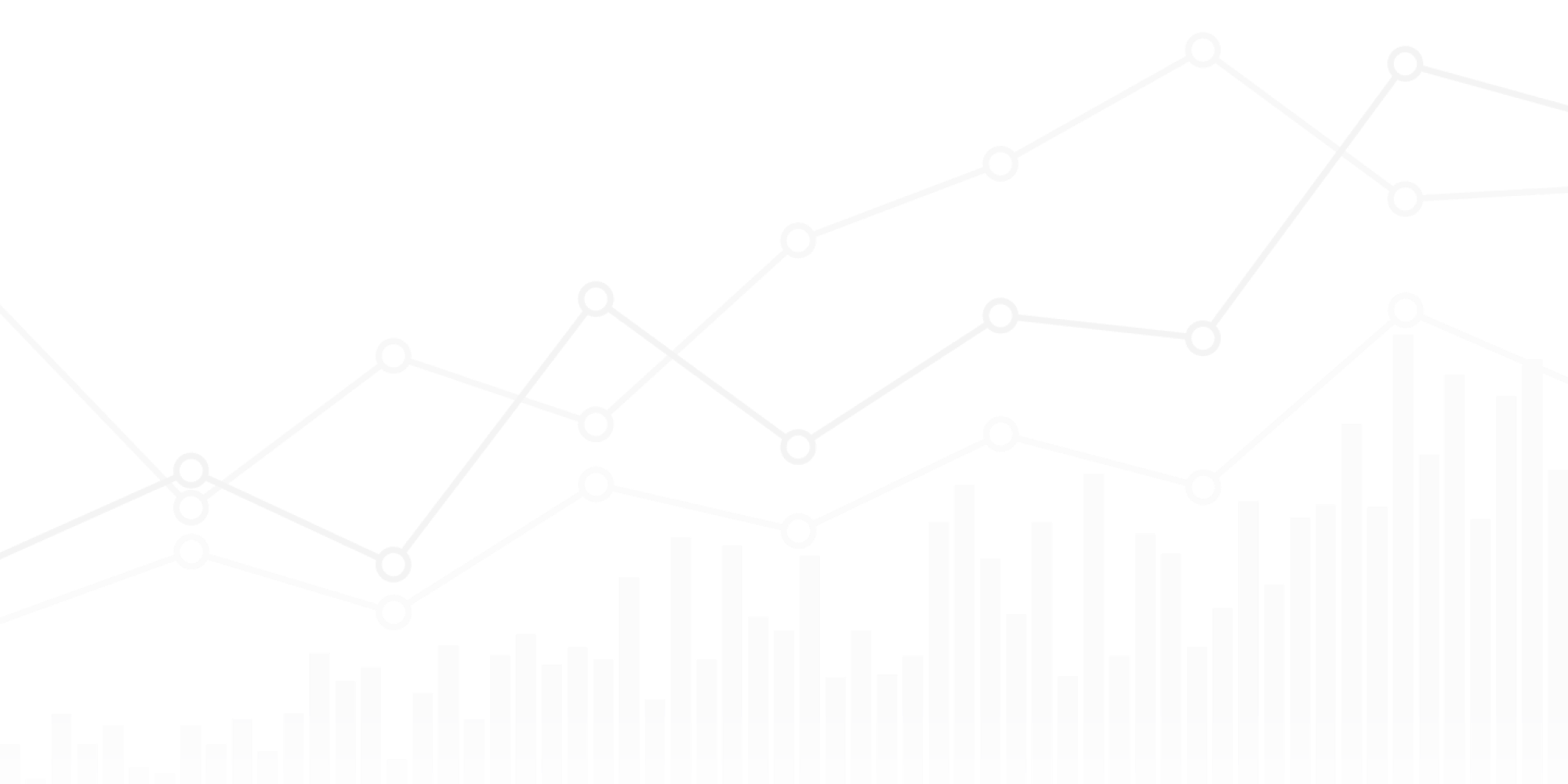 White line and bar graphs on a black background, depicting data trends and fluctuations.